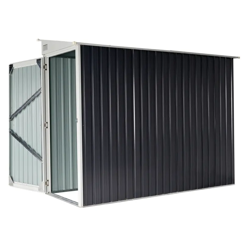Outsunny 4' x 8' Steel Garden Storage Shed Lean to Shed Outdoor Metal Tool House with Lockable Door and 2 Air Vents for Backyard, Patio, Lawn