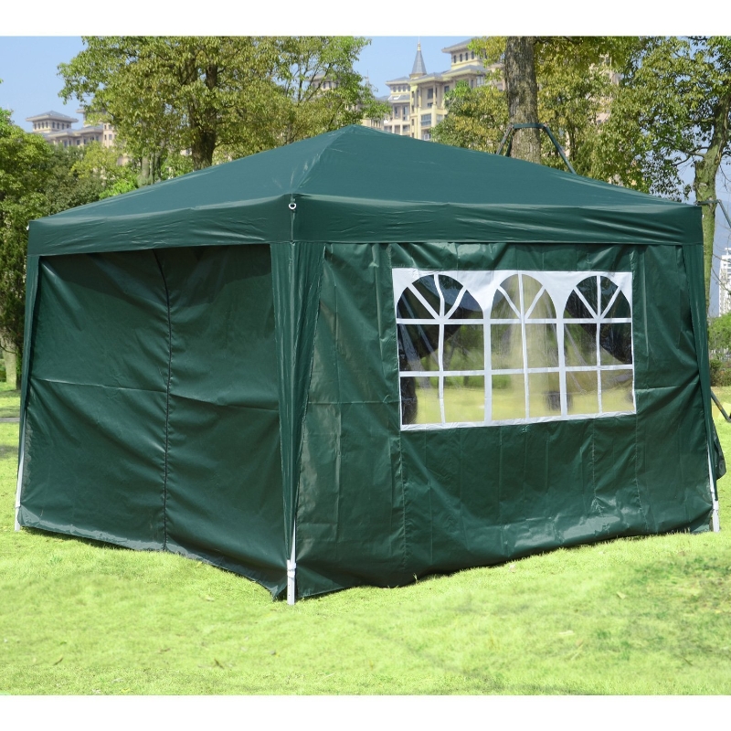 Outsunny 10'x10' Outdoor Pop Up Party Tent Wedding Gazebo Canopy with Carrying Bag (Green)