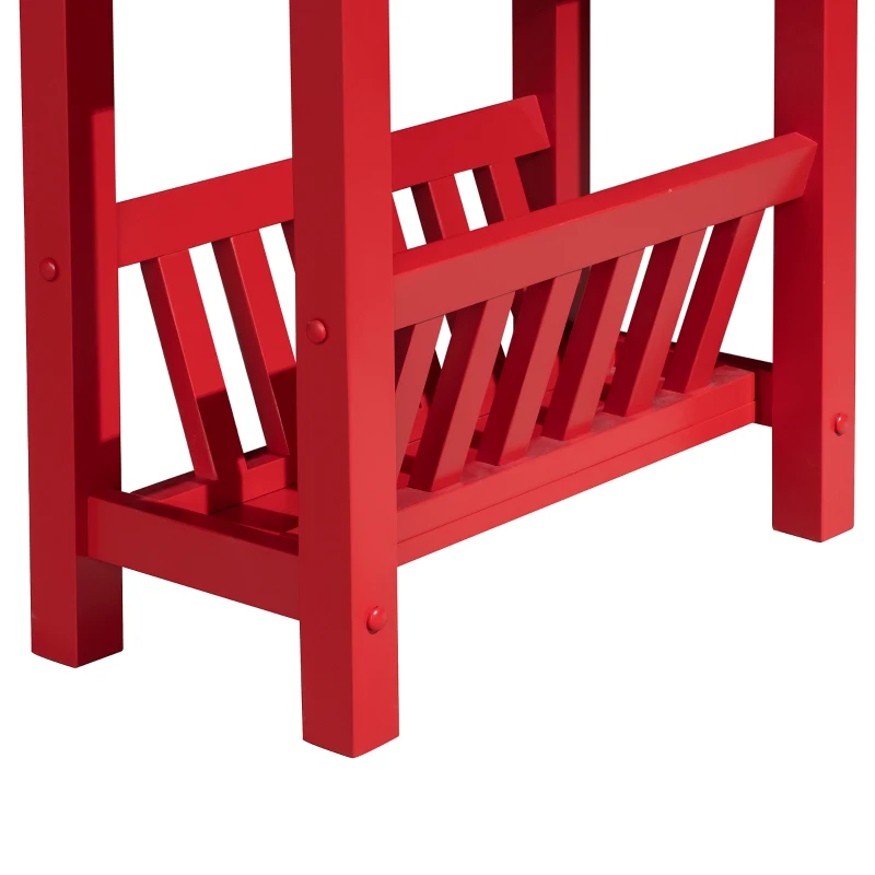 HOMCOM Modern 2-Tier Acacia Wood End Table Side Desk with Cup Holder and  Lower Shelf - Red