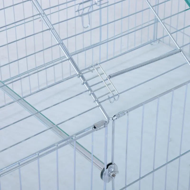 PawHut Small Animal Enclosure Rabbit Pet Bunny Metal Cage Outdoor 86.5" x 40.5" x 40.5"