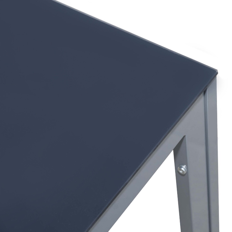 Outsunny 34"x34" Garden Table Dining Desk Tempered Glass Tabletop Backyard Aluminum