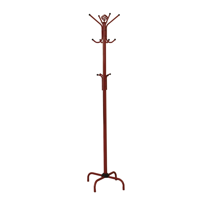 Monarch 70" 12-Hook Metal Coat Tree Hanger Rack - Red Finish