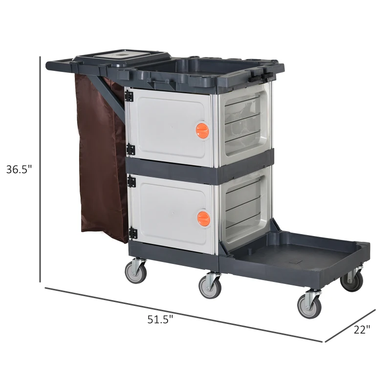 HOMCOM Commercial Janitorial Cleaning Cart Housekeeping Trolly for Hotel  Restaurant