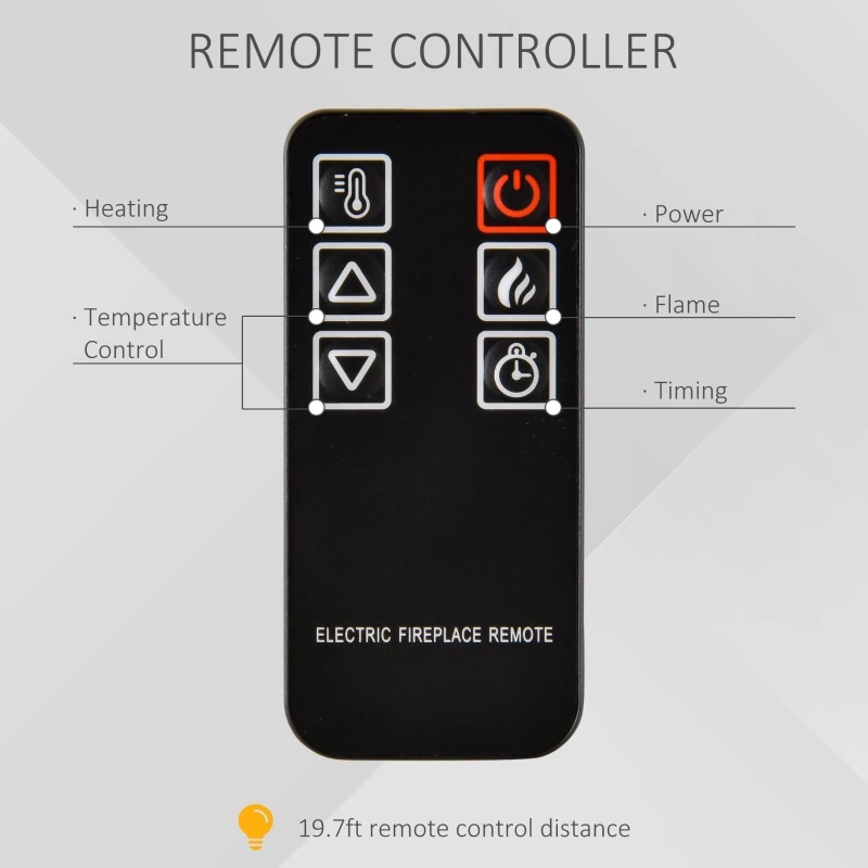 HOMCOM 23" Electric Fireplace Logs with Realistic Ember Bed, Fireplace Heater Insert with Remote Control, Timer, 1400W, Black