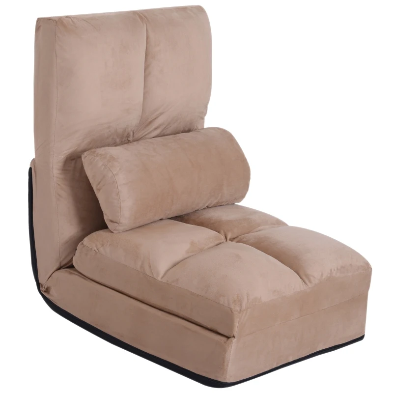 HOMCOM 5-Position Floor Lazy Sofa Chair Adjustable Folding Couch Video Gaming Bed Brown