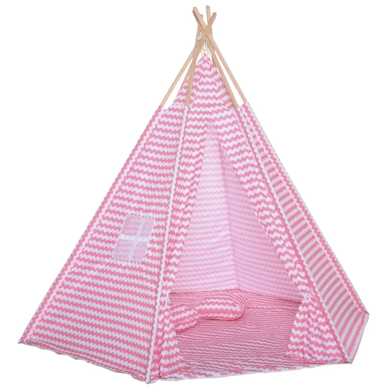 Qaba Kids Tent, Toddler Play Tent with Mat, Pillows, Observation Window and Carrying Bag, Playhouse for Indoor/Outdoor