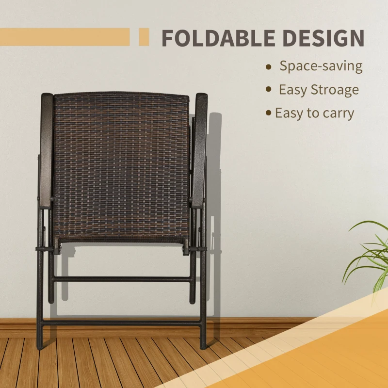 Outsunny Rattan Wicker Patio  Bar Chair Set UV Resistant Garden Furniture Set Outdoor & Indoor w/ Glass & Umbrella Hole Table, Brown