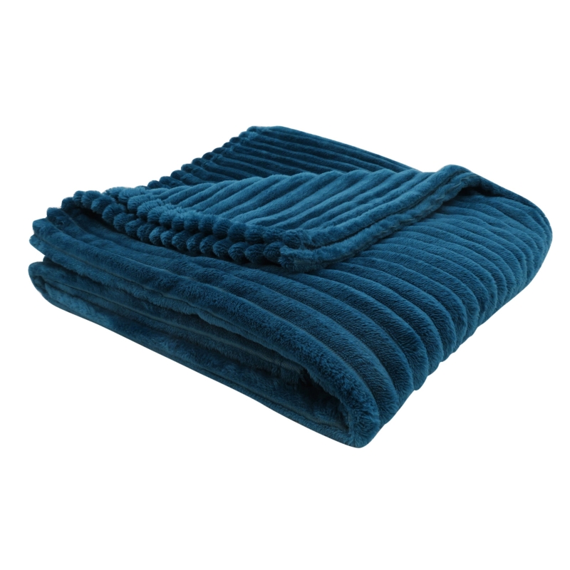 Monarch 60" x 50" Ultra Soft Ribbed Style Throw Blanket - Blue