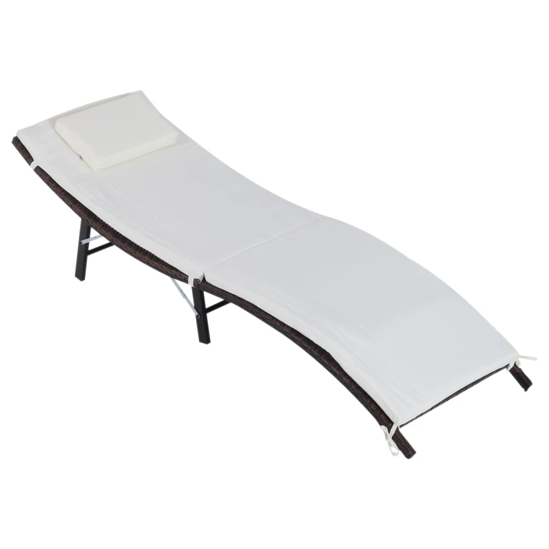 Outsunny 3pcs Patio Wicker Lounge Chair Set Side Table w/ Cushion