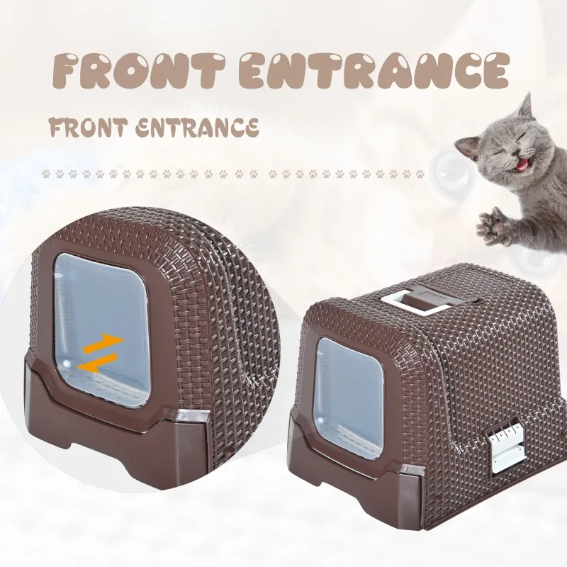 PawHut D31-002 Deluxe Cat Litter Pan, Coffee