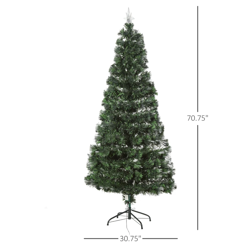 HOMCOM 6ft Artificial Tree Multi-Colored Pre-Lit Holiday Christmas Decoration