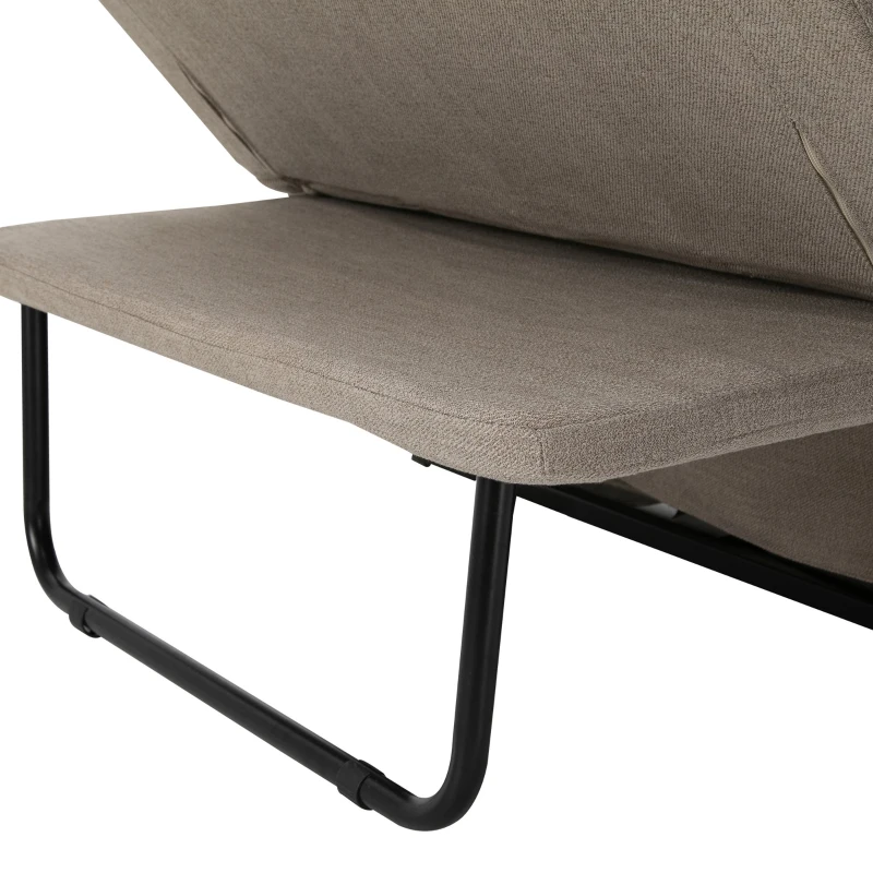 HOMCOM 4-In-1 Design Convertible Sofa Tea Table Lounge Chair Single Bed with 5-Level Adjustable Backrest, Footstool and Metal Frame for Living Room Bedroom, Light Brown