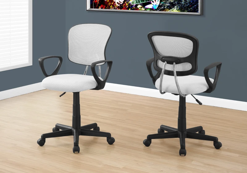 Monarch Ergonomic Swivelling  Juvenile Curved Mid Back Office Chair - White / Black