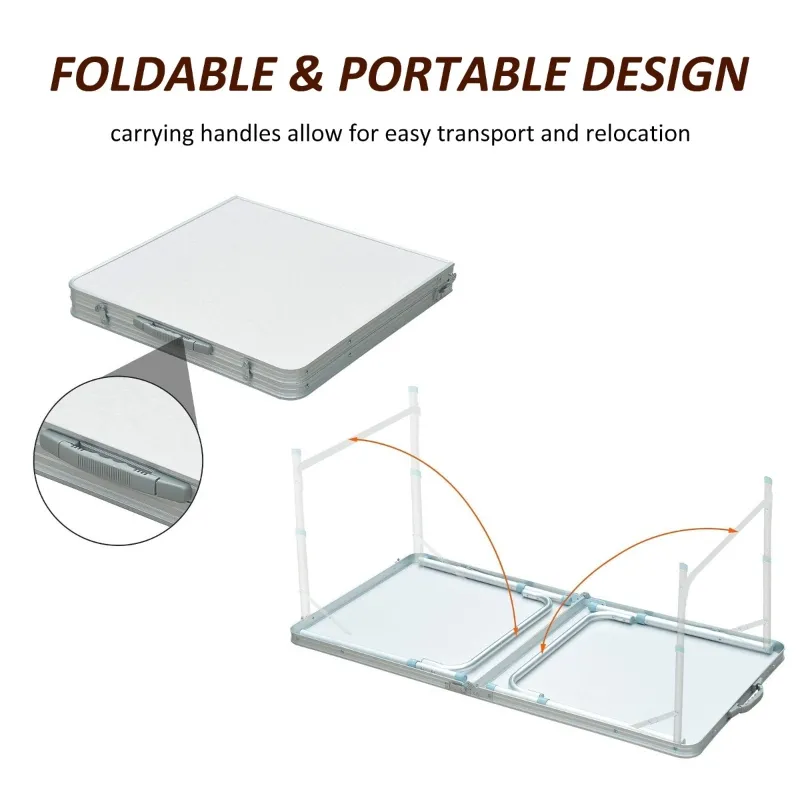 Outsunny 47" Aluminum Lightweight Portable Folding Easy Clean Camping Table with Carrying Handle