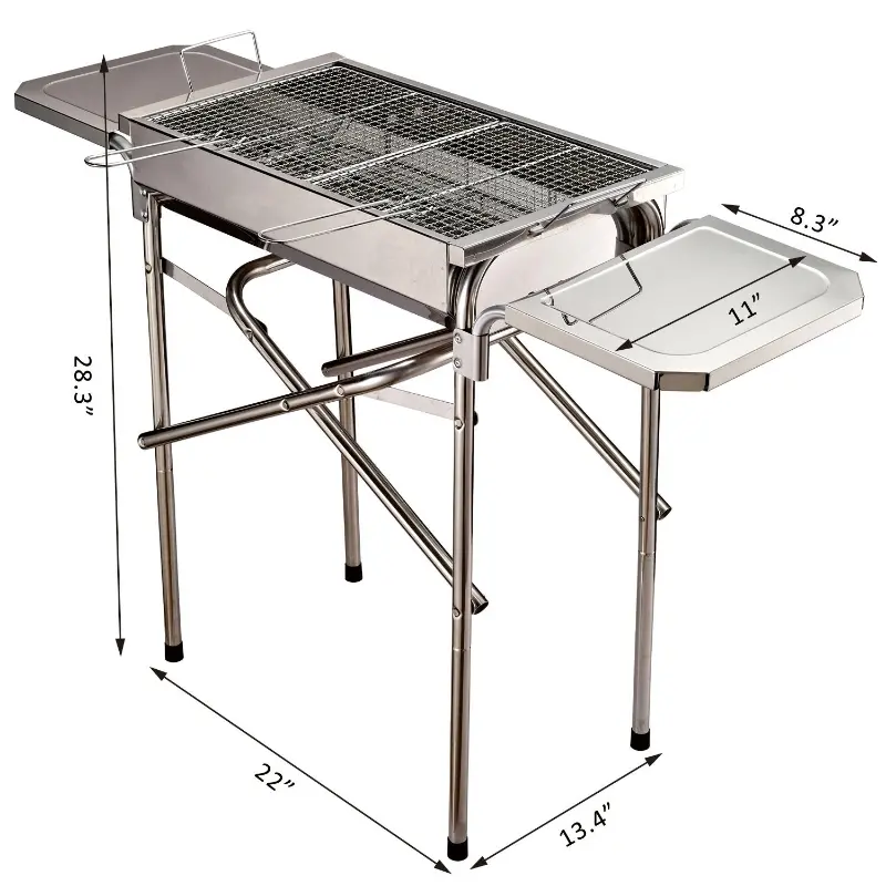 Outsunny 22" Charcoal Barbecue Grill Stainless Steel Portable BBQ Grill Kebab Barbecue Charcoal Stainless Steel Smoker