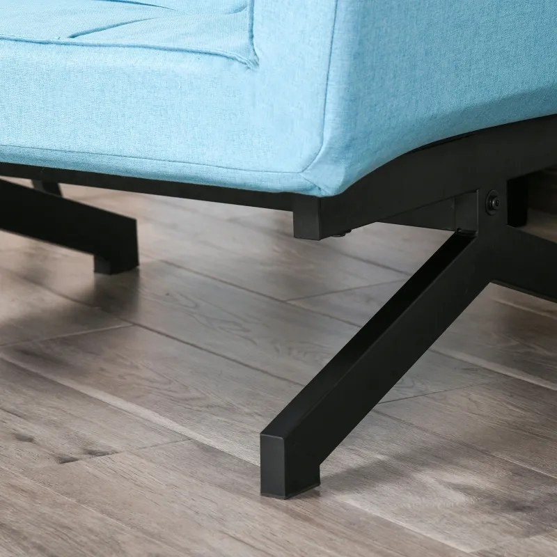 HOMCOM Convertible Accent Chair Single Sofa with Upholstered Fabric Cushion and Steel Legs for Compact Living Room, Blue