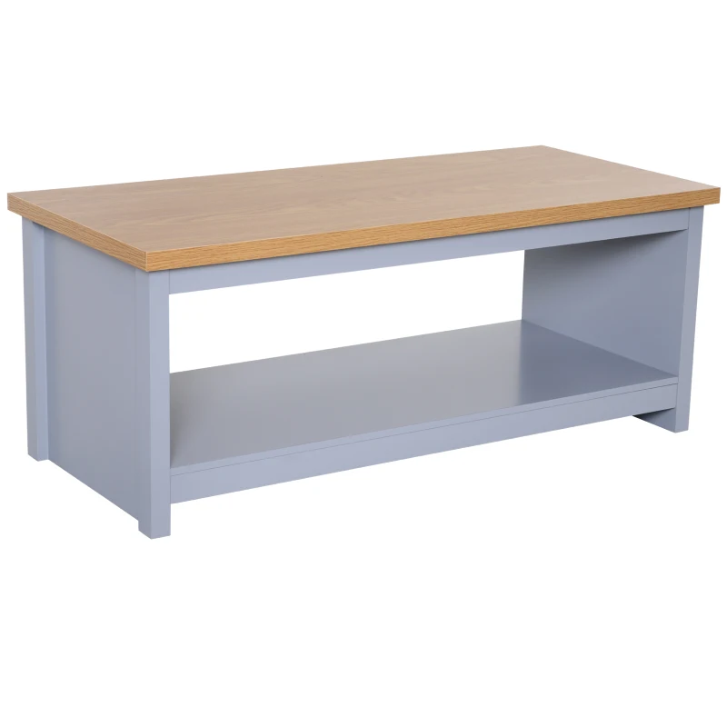 HOMCOM Coffee Table with Storage Shelf Vintage Grey