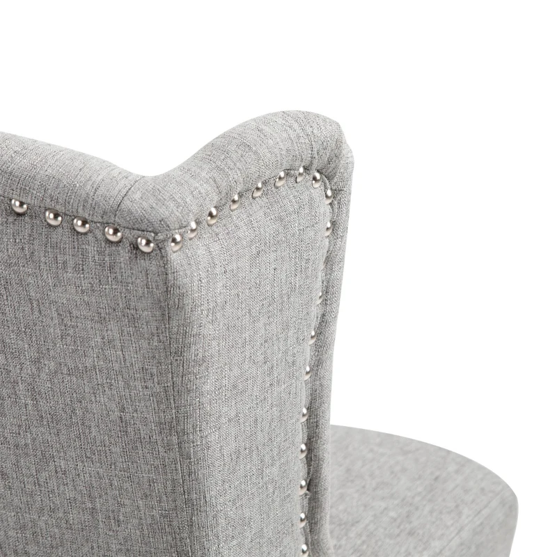 HOMCOM Counter Height Bar Stools Set of 2, Upholstered 26.75" Seat Height Barstools, Light Gray