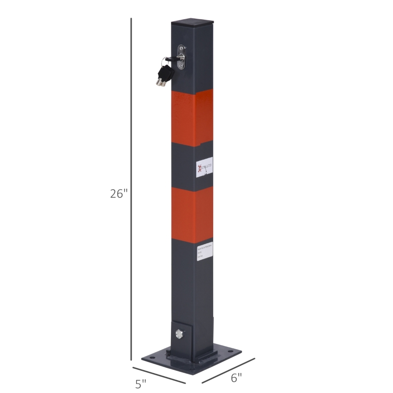 DURHAND Folding Parking Barrier With Reflective Stickers, Car Parking Space Post Lock Manual Parking Blocker Steel