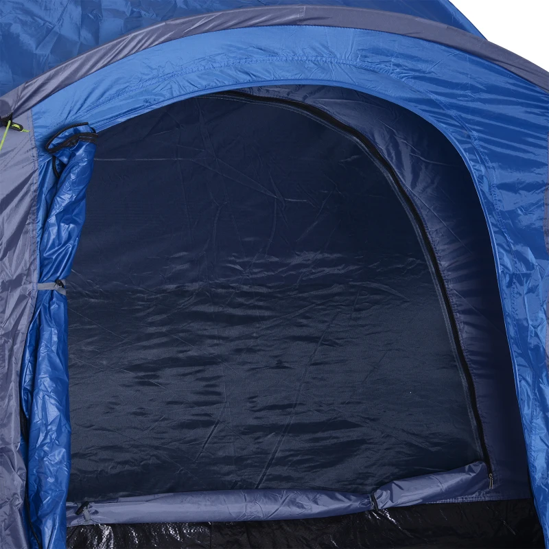 Outsunny Double Layer Camping Tent 2 - 4 Person Portable Folding Dome Shelter Hiking Travel Tent Blue