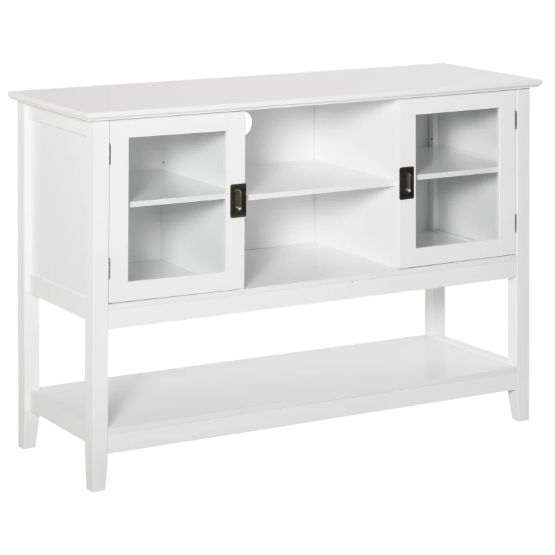 HOMCOM Modern Sideboard Buffet Cabinet, Console Table with Framed Glass Doors, Multiple Storage Options, and Anti-Topple for Kitchen, Living Room, White