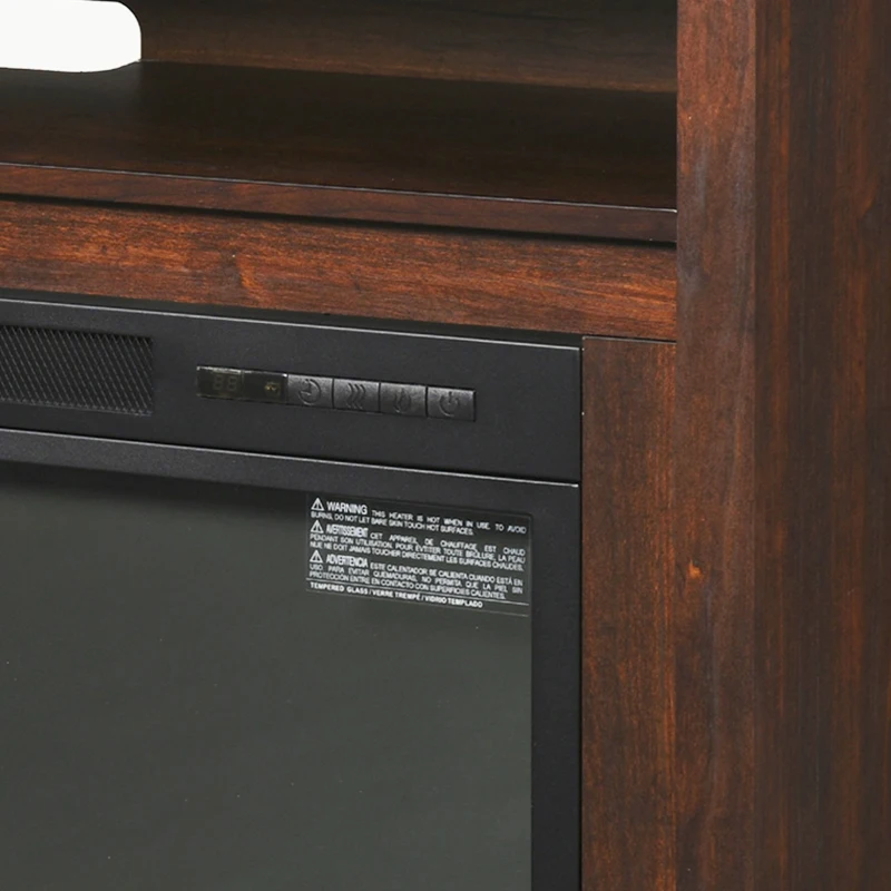 HOMCOM 43.75" W x 31.5" H Electric Fireplace Mantel TV Stand, Media Console Center Cabinet with Two Shelves and Remote Control, Brown