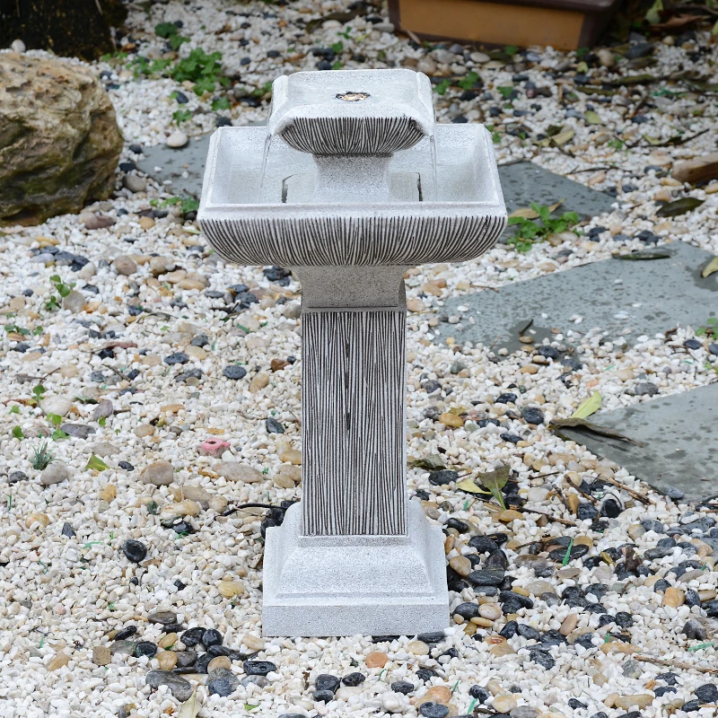Outsunny 2-tier Water Fountain Feature Cascade Classical LED Light Effect Patio