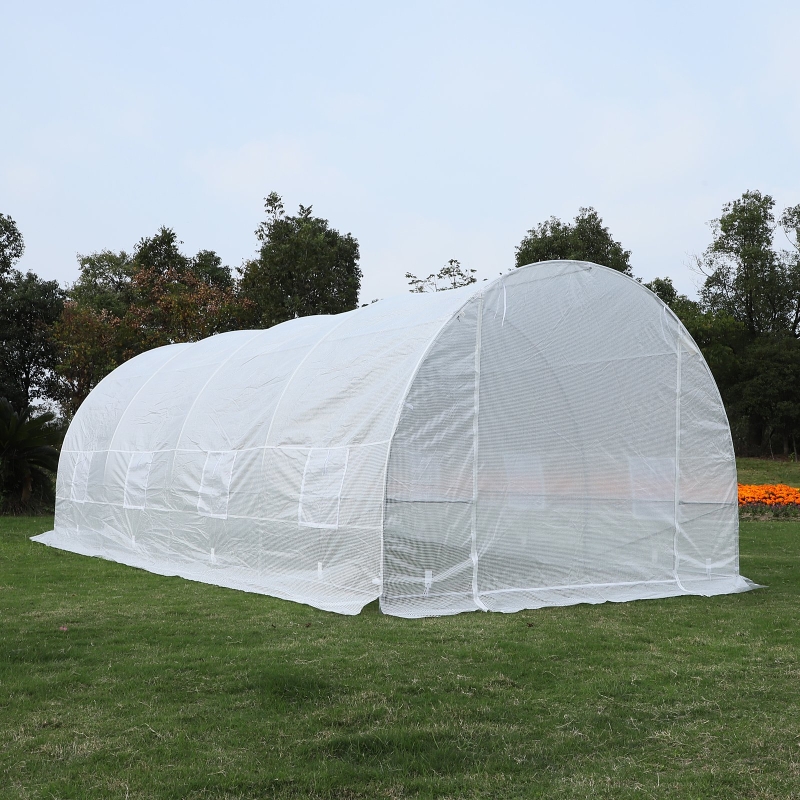 Outsunny 20x10x7ft Heavy Duty Tunnel Walk-in Greenhouse Outdoor Backyard Seed Plant Vegetables Grow Warm House White