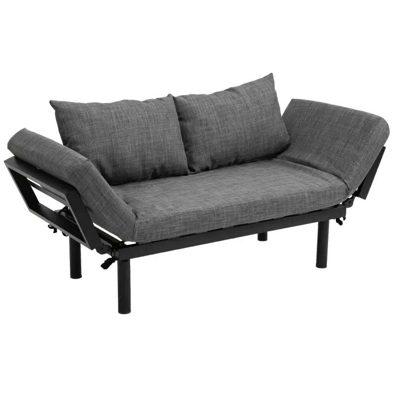 HOMCOM Single Person Chaise Lounger, Modern Sofa Bed with 5 Adjustable ...