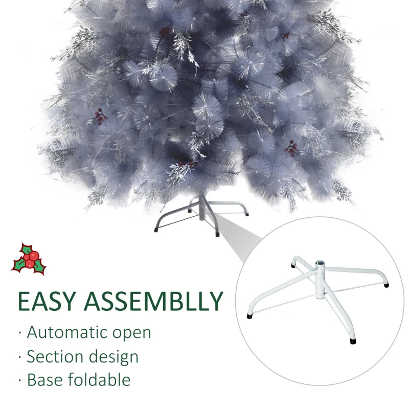 HOMCOM 7FT Christmas Tree Artificial Classic Tree Holiday Indoor Decoration, with metal Support 499 Tips, Grey