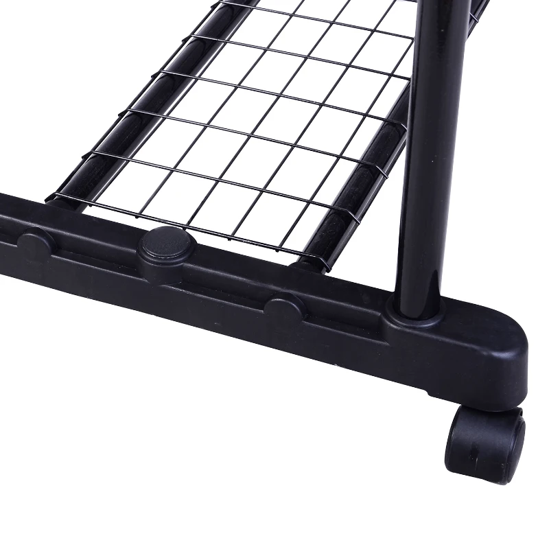 HOMCOM Heavy Duty Double Rail Clothes Rack Clothing Garment Rack with Wheels and Bottom Shelf