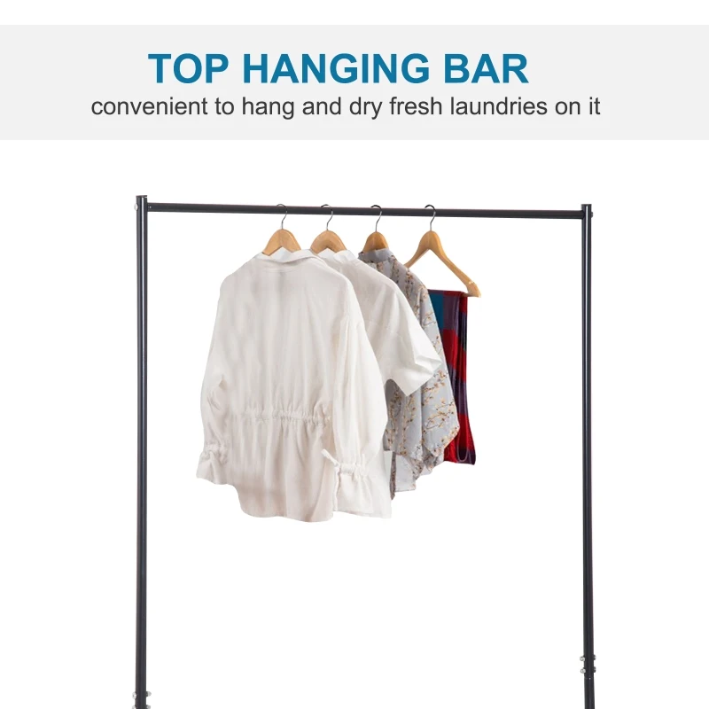 HomCom 3 Bag Heavy Duty Divided Laundry Hamper Sorter Cart With Wheels And Hanging Bar - Black