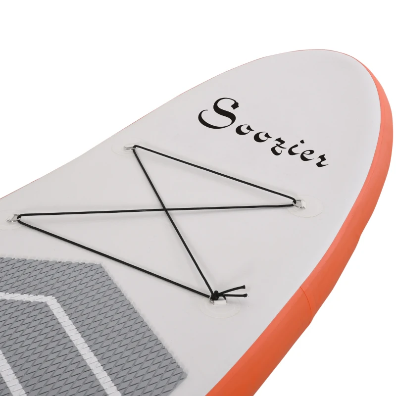 Soozier Inflatable Paddle Board, 11.5' x 32'' x 6'' Stand Up Paddle Board with Carry Bag, Non-Slip Deck, Adjustable Paddle, Hand Pump and Leash for All Skill Levels, Orange