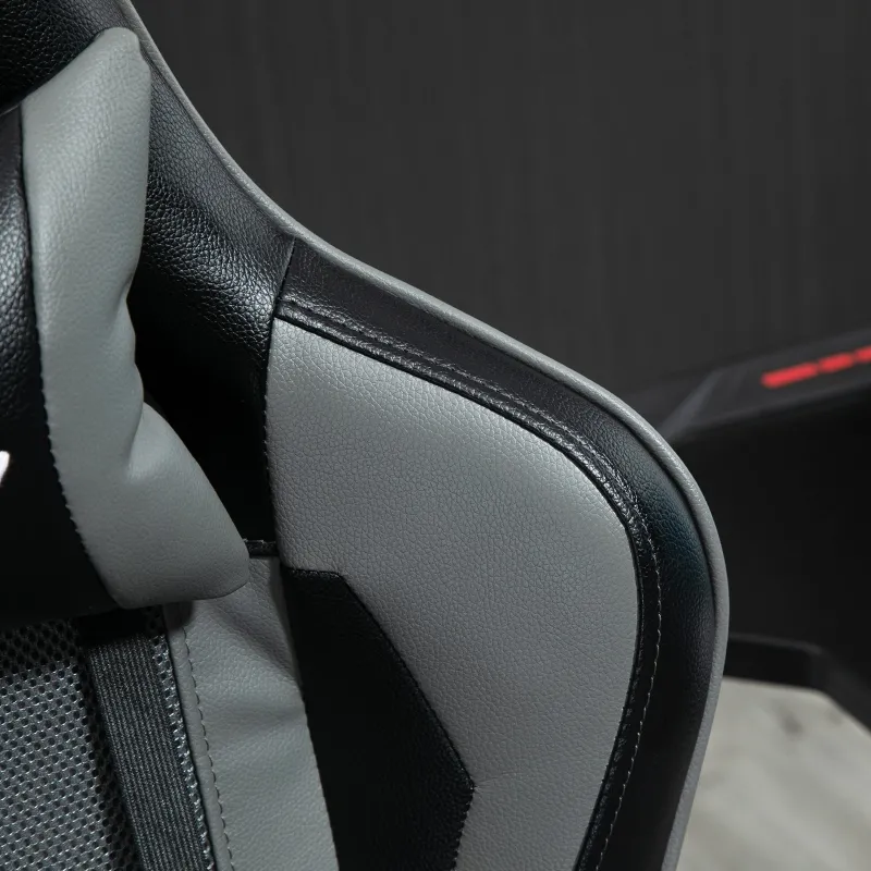 Vinsetto Gaming Chair Racing Style Ergonomic Office Chair High Back Computer Desk Chair Adjustable Height Swivel Recliner with Headrest and Lumbar Support, Grey