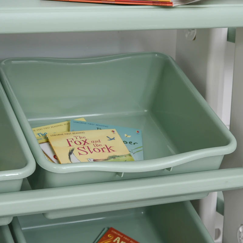 Qaba Kids Toy Storage Organizer with Detaching Sections for Corner Storage, Lightweight Toy Shelf for Kids with Large Capacity, Bin Storage Shelf, Green