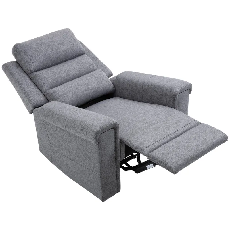 HOMCOM Modern Recliner Chair Linen Fabric Single Sofa Home Theater Seating with Overstuffed Armrest and Back, Grey