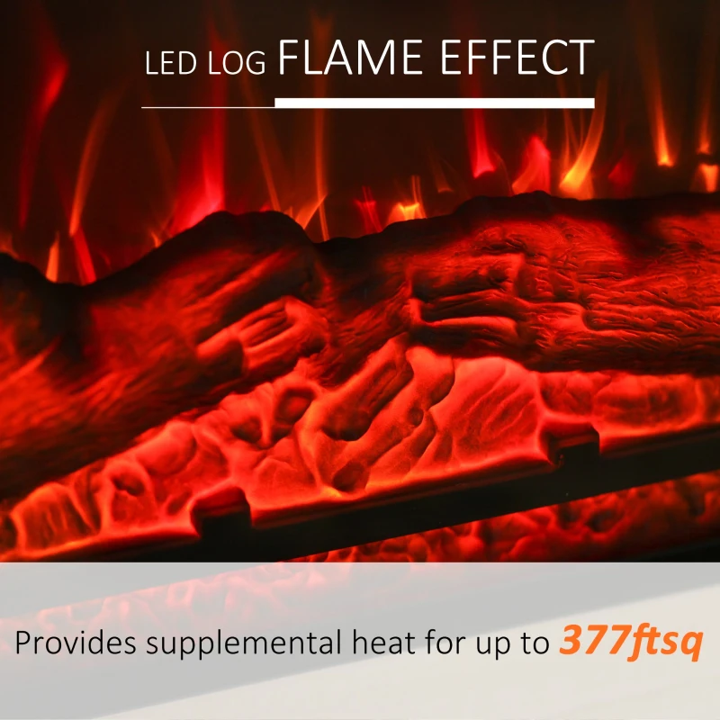 HOMCOM 45.25" W x 36.5" H Electric Fireplace Mantel TV Stand, Media Console Center Cabinet with 2 Cabinets with 2 Adjustable Shelves, and Remote Control, White