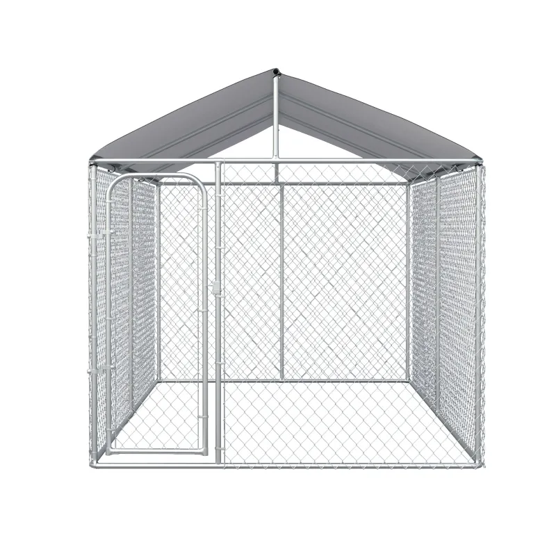 PawHut Dog Kennel Heavy Duty Playpen with Galvanized Steel Secure Lock Mesh Sidewalls and Waterproof Cover for Backyard & Patio, 13' x 7.5' x 7.5'