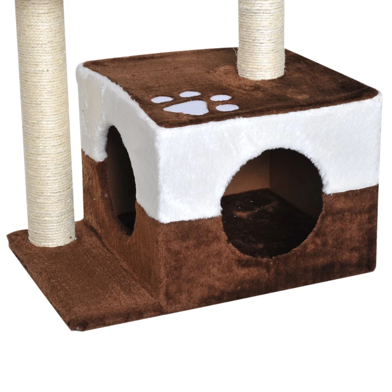 PawHut 28" Cat Tree Scratcher Kitty Condo House Furniture Brown