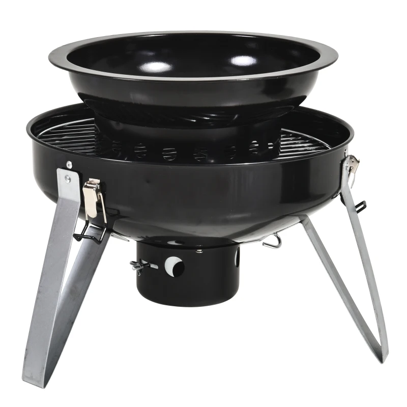 Outsunny 16" Charcoal Smoker Grill for Outdoor Cooking, Black