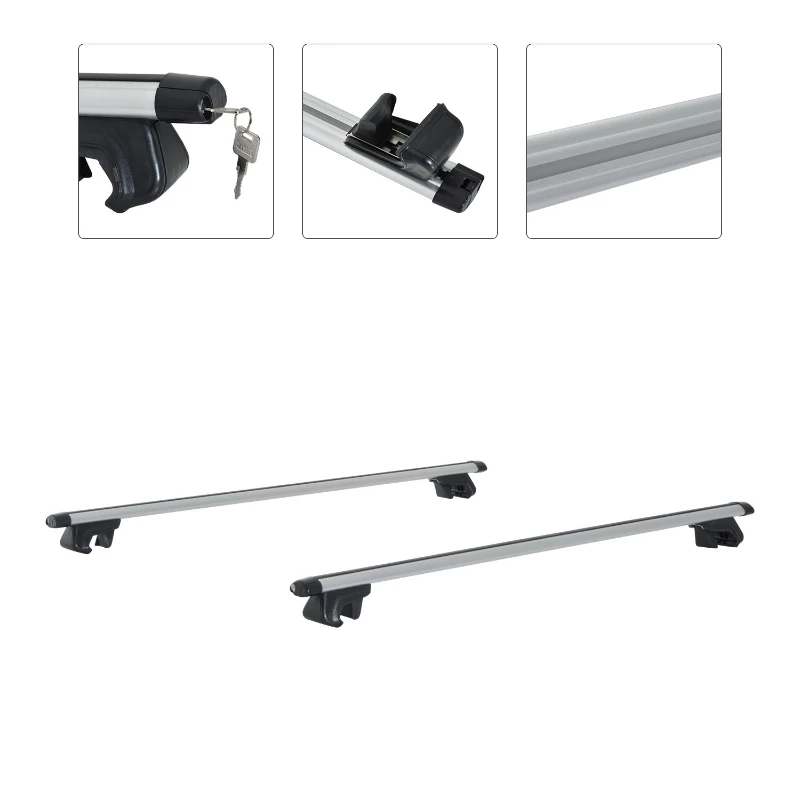 Outsunny 2pc Roof Rack Car Roof Top Lockable Aluminum Cross Bars Adjustable Baggage Luggage Carrier, Silver (53")