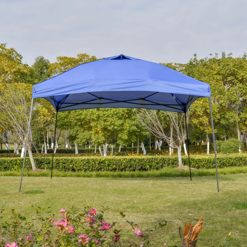 Outsunny 12' x 12' Garden Foldable Pop Up Gazebo Tent with Roller Bag & Vent Outdoor Party Wedding Canopy, Blue