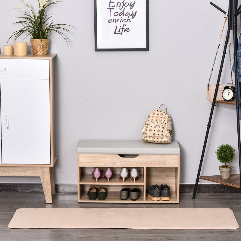 HOMCOM Modern 2-Tier Shoe Rack With Locker Banch With Sponge Cushion Entryway Grey