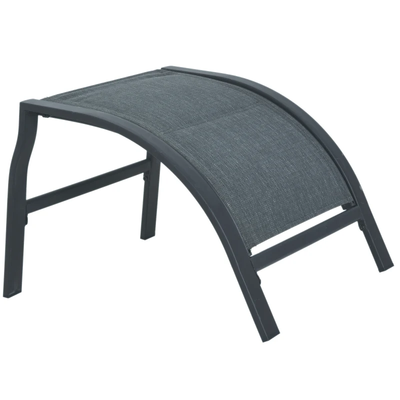 Outsunny 5pcs Outdoor Sling Bistro Set Garden Sun Lounger Chaise Lounge Reclining Chair w/Side Table & Ottoman  Balcony Furniture Grey