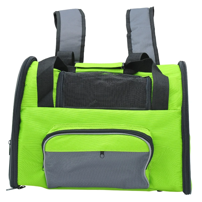 PawHut Pet Carrier Backpack Bag Dog Cat Puppy Net Travel Portable Green & Grey