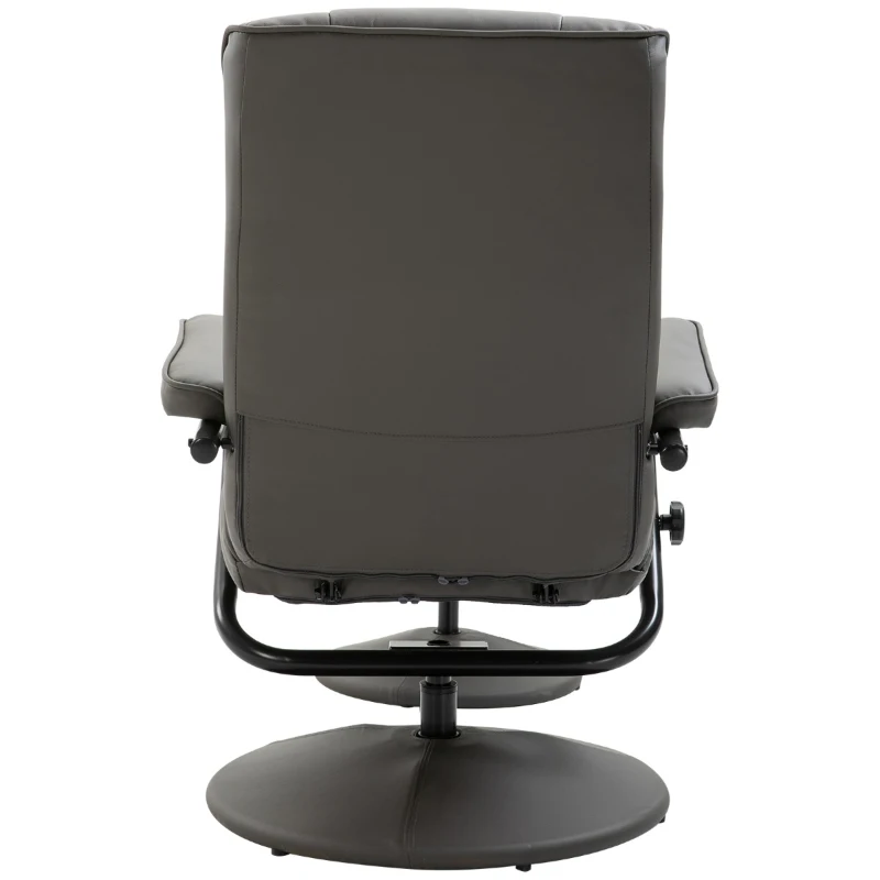HOMCOM Adjustable Leisure Recliner Chair and Ottoman Set with Swiveling Base, Faux Leather, Grey