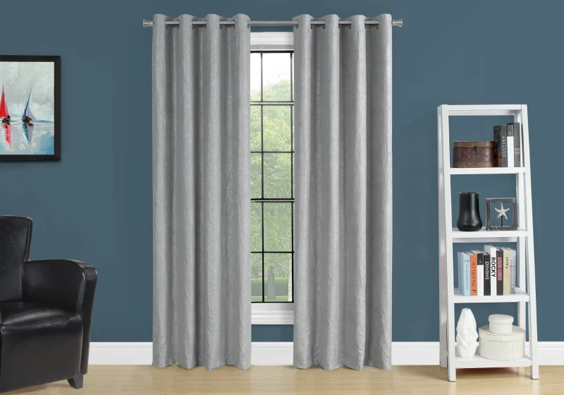 Monarch 52" x 95" Room Darkening Washable Micro Suede Curtain Panels (Set of 2), Wrinkled Texture - Silver
