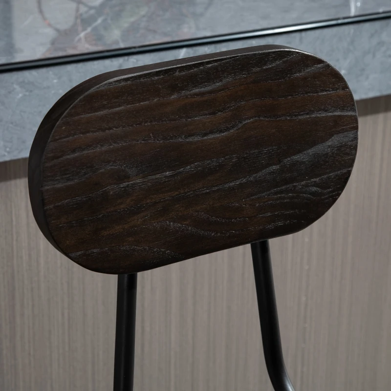 HOMCOM Set of 2 Swivel Mid-Back Barstools, Industrial Style Kitchen Stool Wooden Seat Armless with Adjustable Height ,Steel Frame