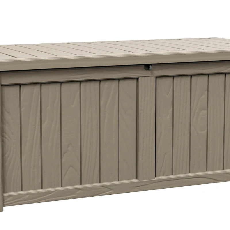 Outsunny Plastic Deck Storage Container Box Outdoor Garden Bench Patio Furniture 77 Gal with Handles, Padlock Eyes, 56" x 26" x 24"