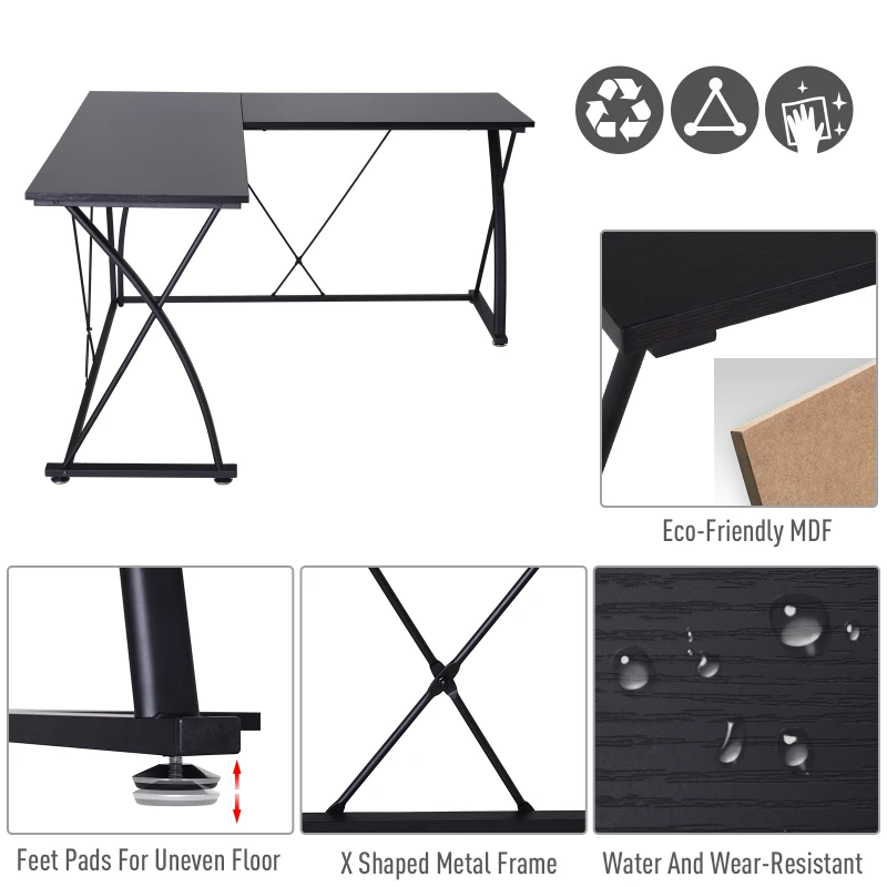 Vinsetto L Shape Computer Desk Eco-Friendly Wood & Metal Corner Display Table Minimalist Easy Assembly